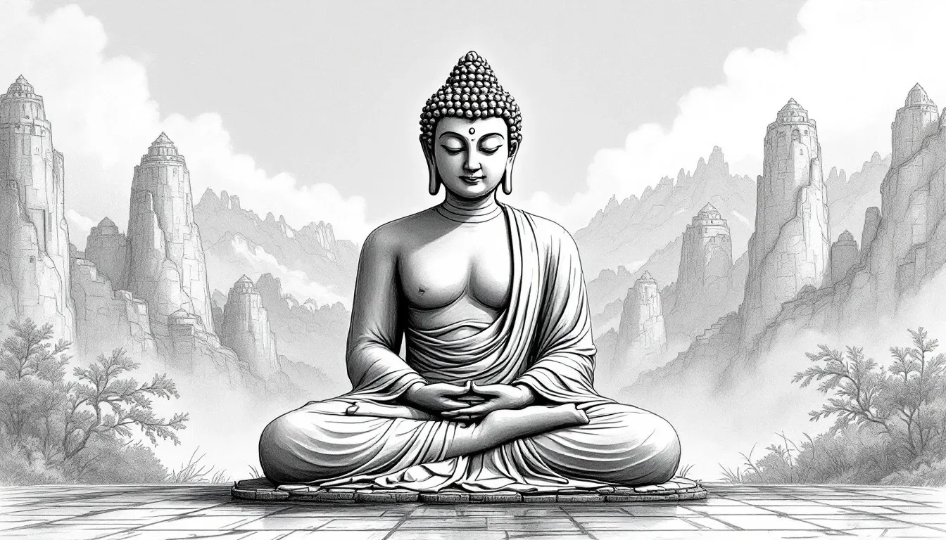 Meditation retreat scene